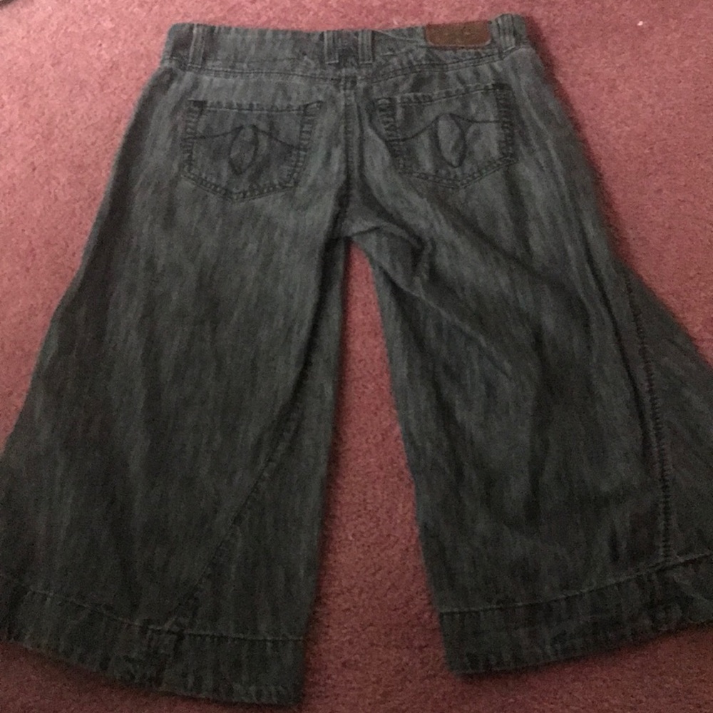 Denim gauchos, wide leg capris